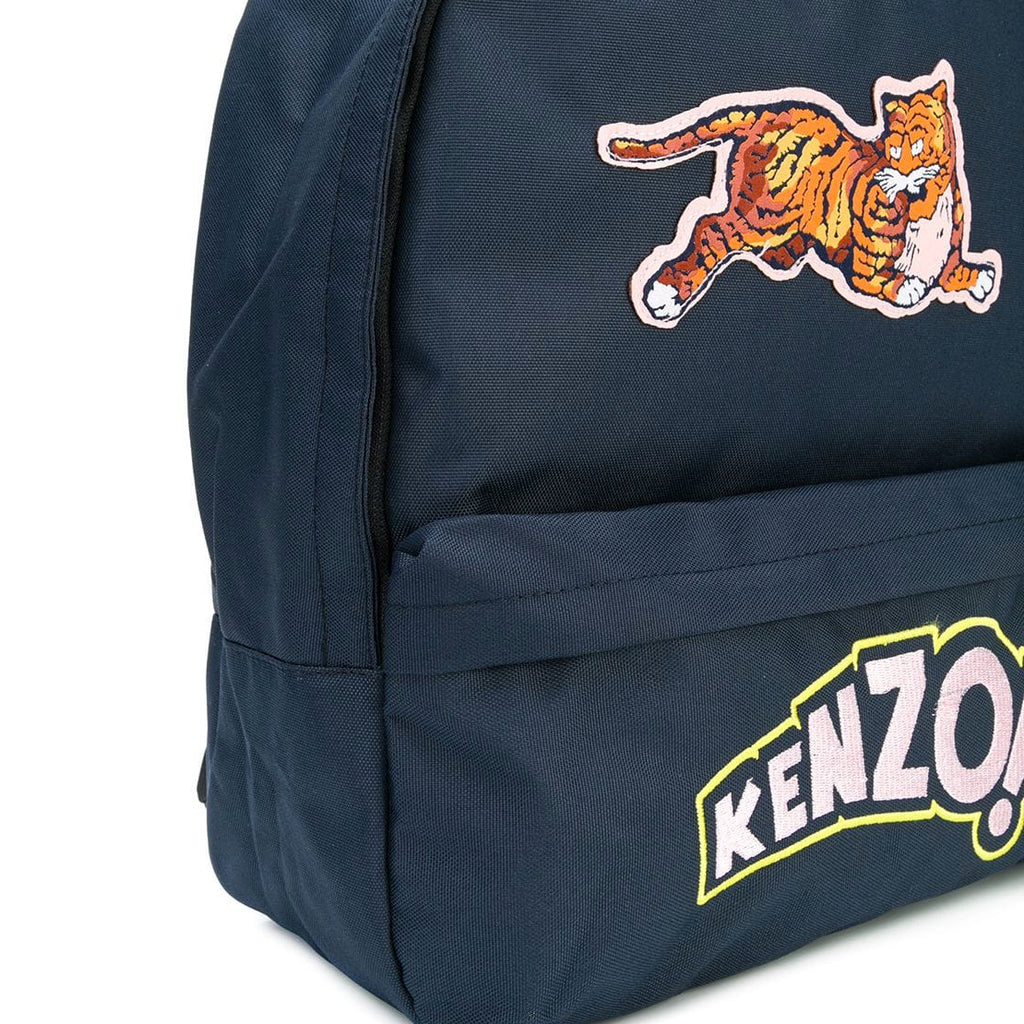 Navy Blue Tiger Patched Logo Backpack