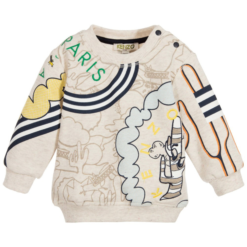 Kenzo Baby Boys Beige Printed Sweatshirt Baby Sweaters & Sweatshirts Kenzo Paris [Petit_New_York]