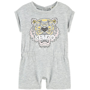 Kenzo Baby Girls Grey Tiger Logo Romper Baby Rompers & Onesies Kenzo Paris [Petit_New_York]