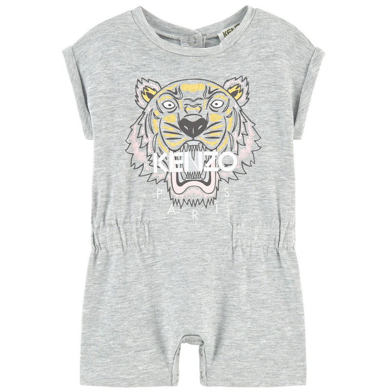 Kenzo Baby Girls Grey Tiger Logo Romper Baby Rompers & Onesies Kenzo Paris [Petit_New_York]