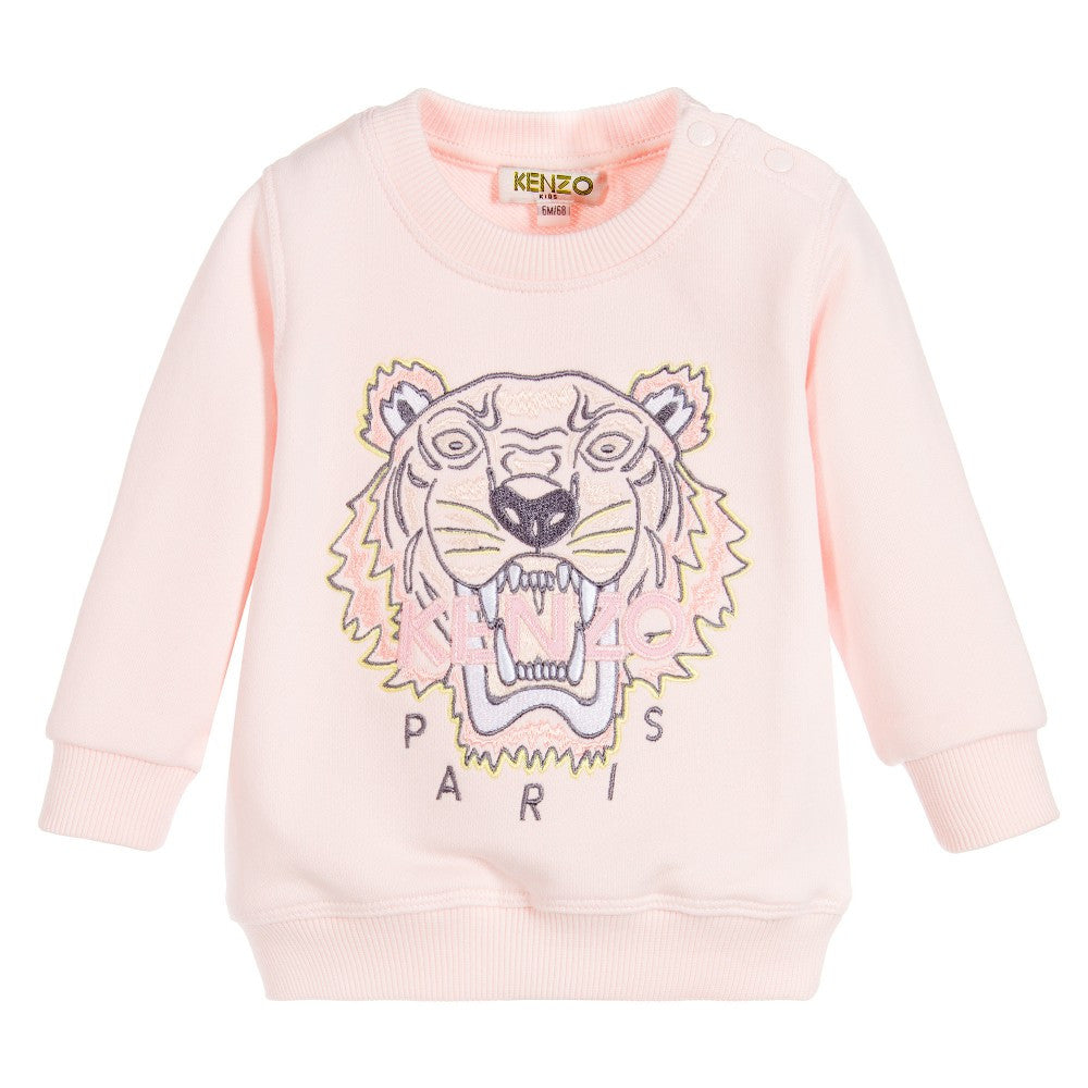 Kenzo Baby Girls Pink Tiger Sweatshirt Baby Sweaters & Sweatshirts Kenzo Paris [Petit_New_York]