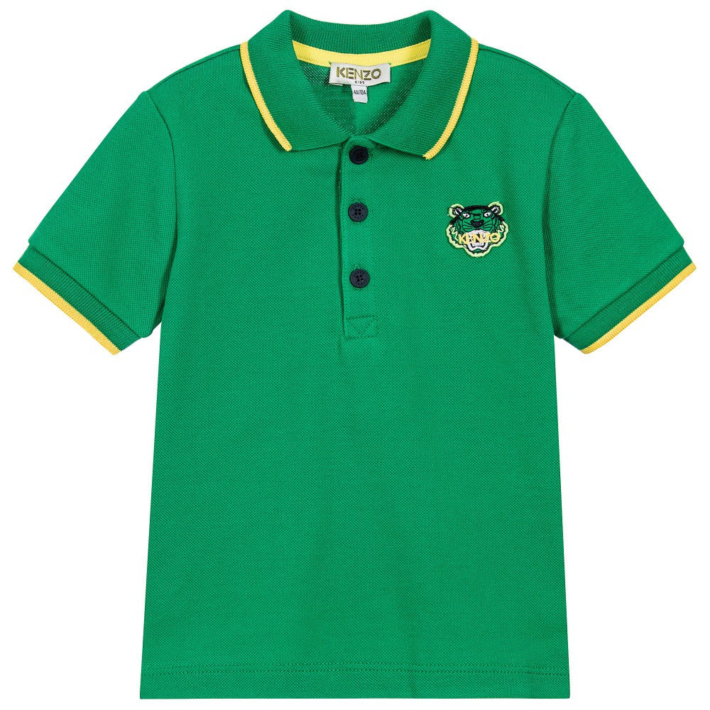 Kenzo Baby Boys Green Piqué Polo Shirt Baby Polo Shirts Kenzo Paris [Petit_New_York]