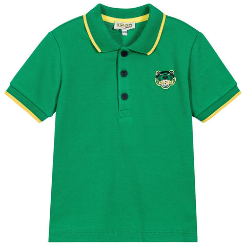 【KENZO】GREEN PARIS LOGO SHORT SLEEVE POLO SHIRT ケンゾー Kenzo-babyboys-green-pique-