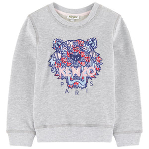 Kenzo Girls Grey Tiger Logo Sweatshirt Girls Sweaters & Sweatshirts Kenzo Paris [Petit_New_York]