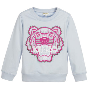 Kenzo Girls Powder Blue Tiger Sweatshirt Girls Sweaters & Sweatshirts Kenzo Paris [Petit_New_York]