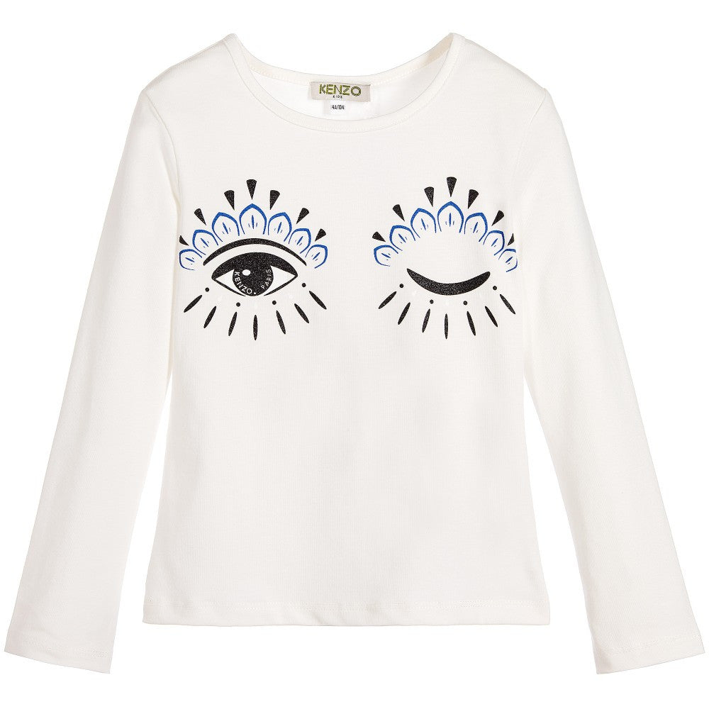 Kenzo Girls White 'Eyes' T-shirt – Petit New York