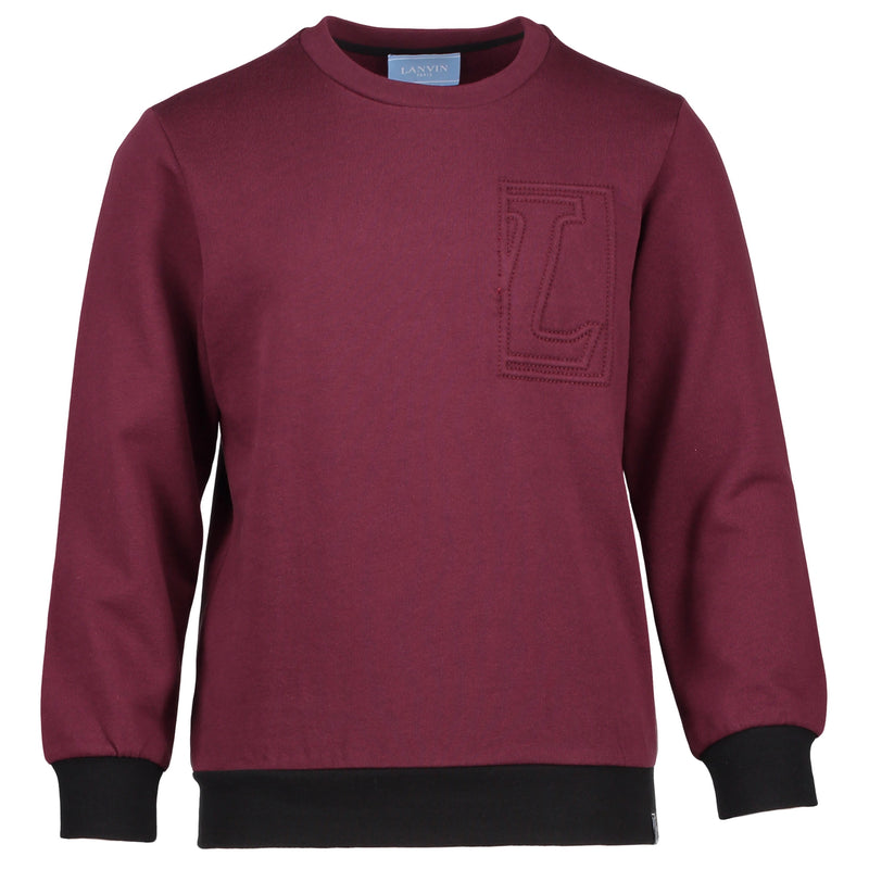 Boys Burgundy and Black 'L' Logo Sweatshirt