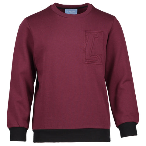 Lanvin Boys Burgundy and Black Logo Sweatshirt Petit New York