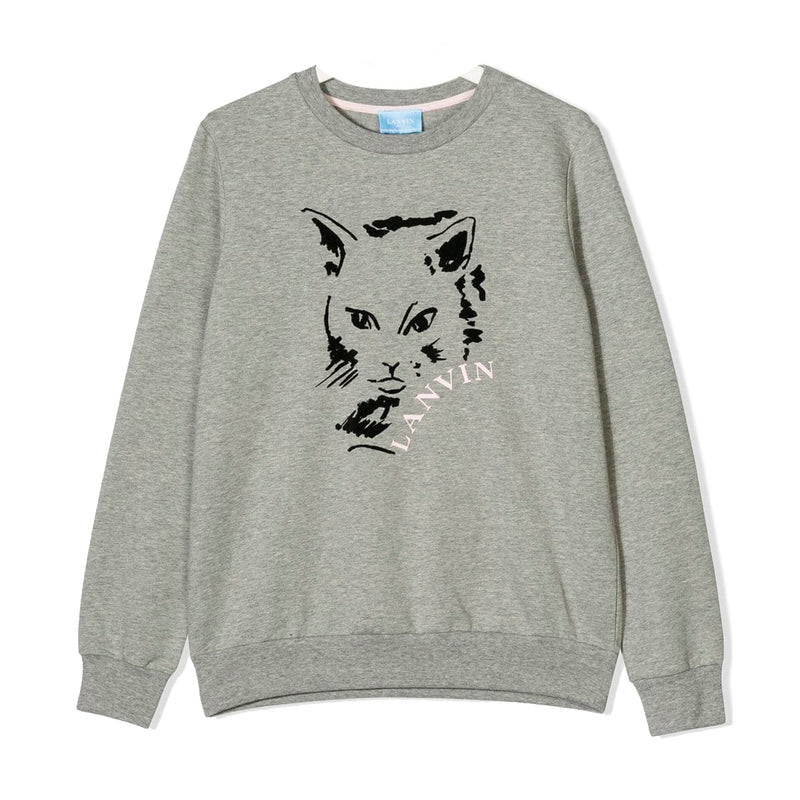 Girls Grey Logo Cat Printed Sweatshirt