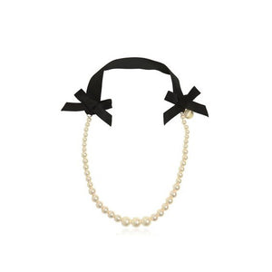 Lanvin Girls Pearl and Ribbon Necklace Accessories Lanvin [Petit_New_York]