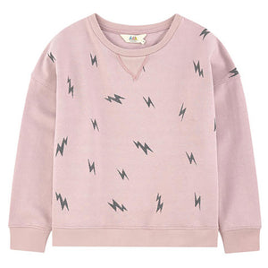 Little Eleven Paris Girls Pink Lightning Bolt Sweatshirt Girls Sweaters & Sweatshirts Little Eleven Paris [Petit_New_York]