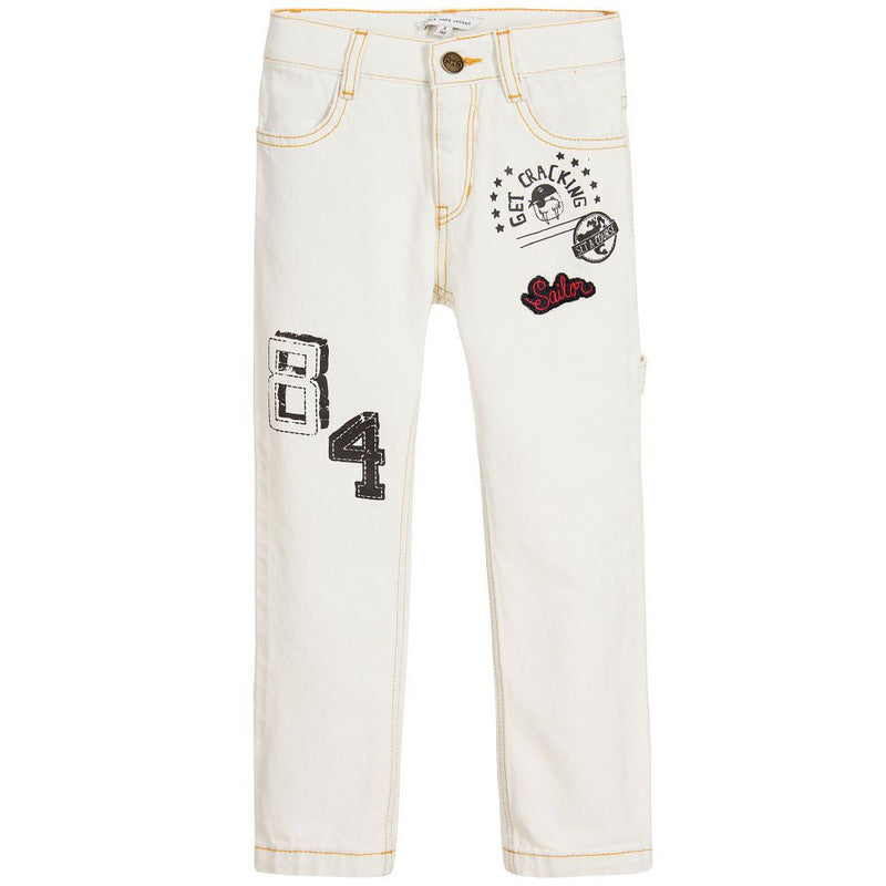 Little Marc Jacobs Boys Off-White Jeans With Patches Boys Pants Little Marc Jacobs [Petit_New_York]