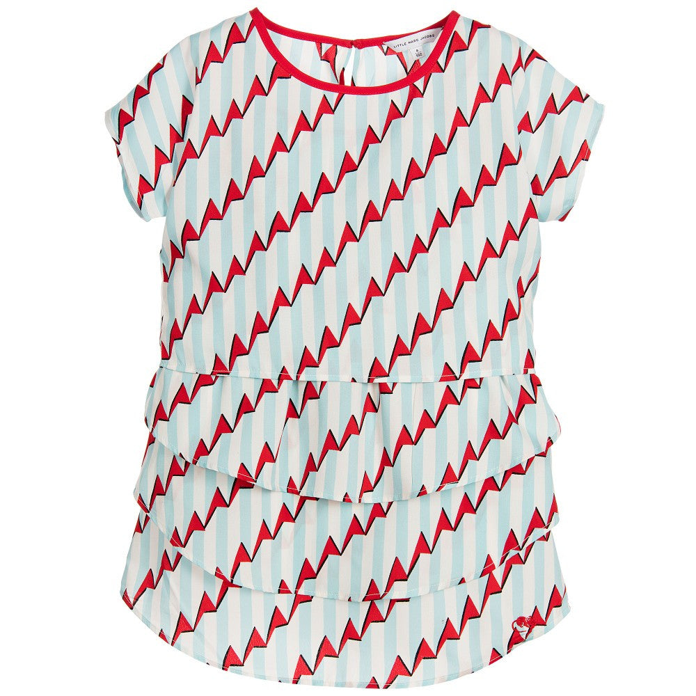 LITTLE MARC JACOBS Girls Silky Blue & Red 2 Piece Dress Set LITTLE MARC JACOBS Girls Silky Blue & Red 2 Piece Dress Set