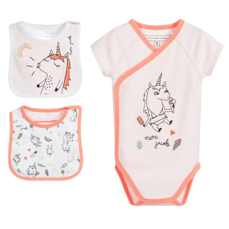 Marc Jacobs Baby Girls Bibs and Romper Gift Set