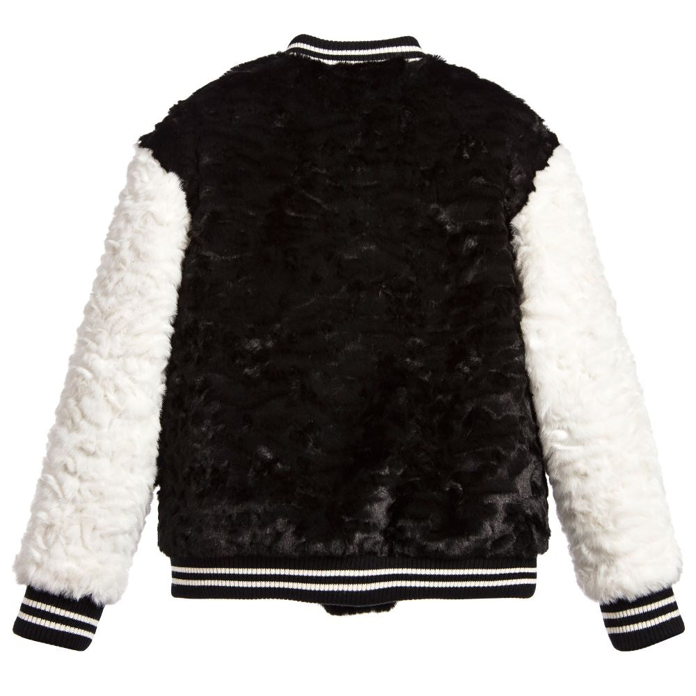 Marc Jacobs Girls Black Fuzzy Varsity Jacket (Mini-Me) – Petit New York
