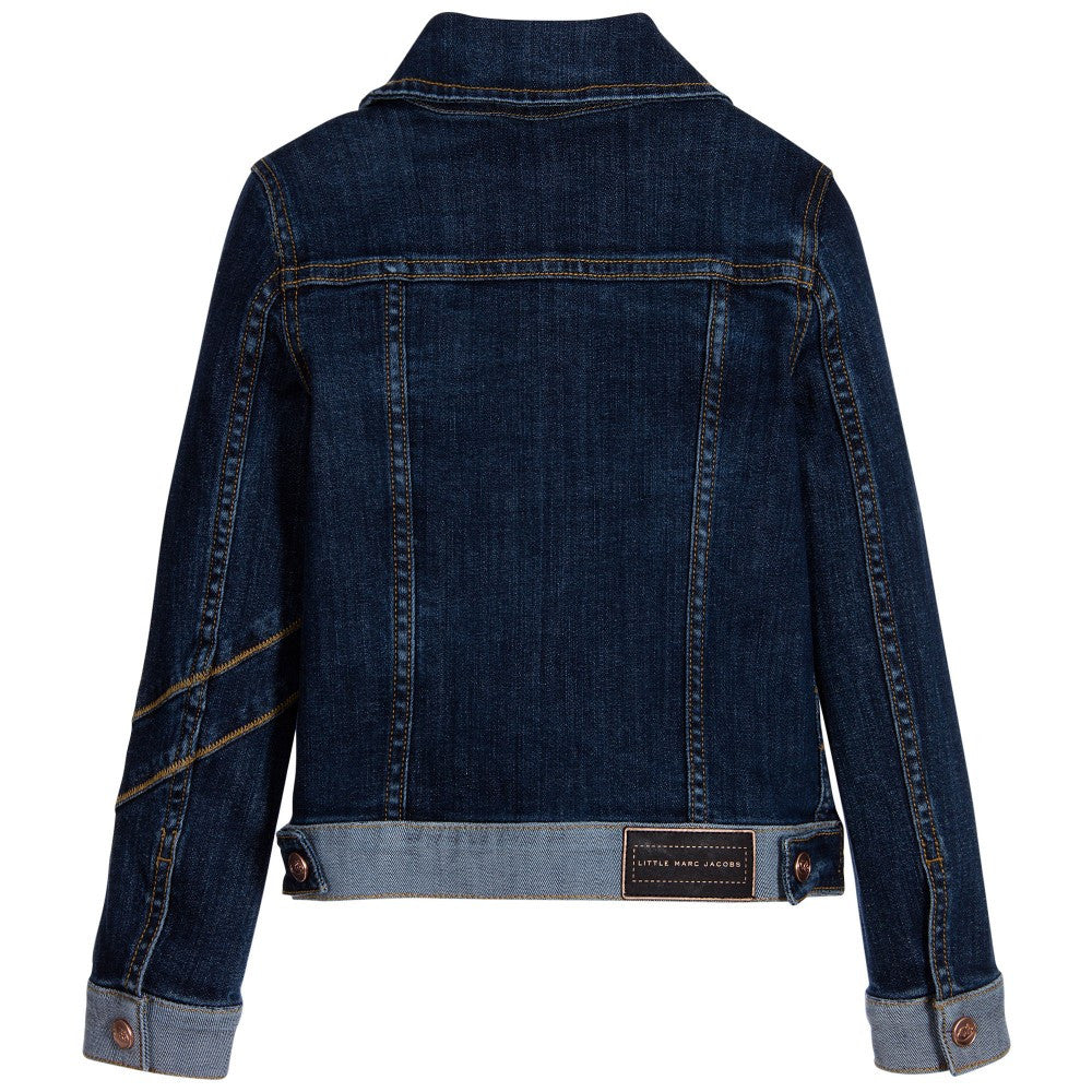 Little Marc Jacobs Girls Blue Denim Jacket with Patches (Mini-Me) Girls Tops Little Marc Jacobs [Petit_New_York]