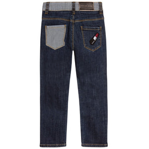 Little Marc Jacobs Girls Blue Denim Jeans with Patches Girls Pants Little Marc Jacobs [Petit_New_York]