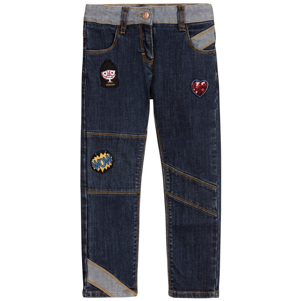 Little Marc Jacobs Girls Blue Denim Jeans with Patches – Petit New York
