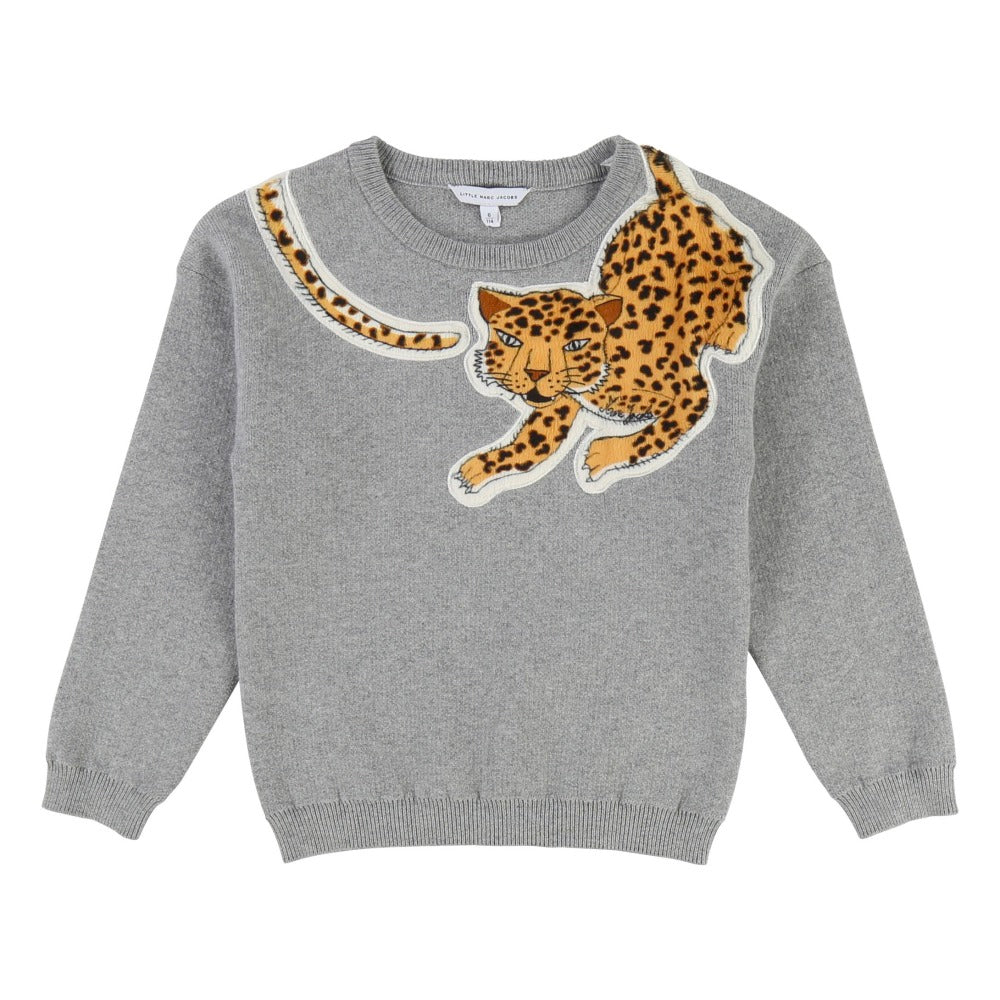 Marc Jacobs Girls Grey Cashmere Blend Tiger Sweater