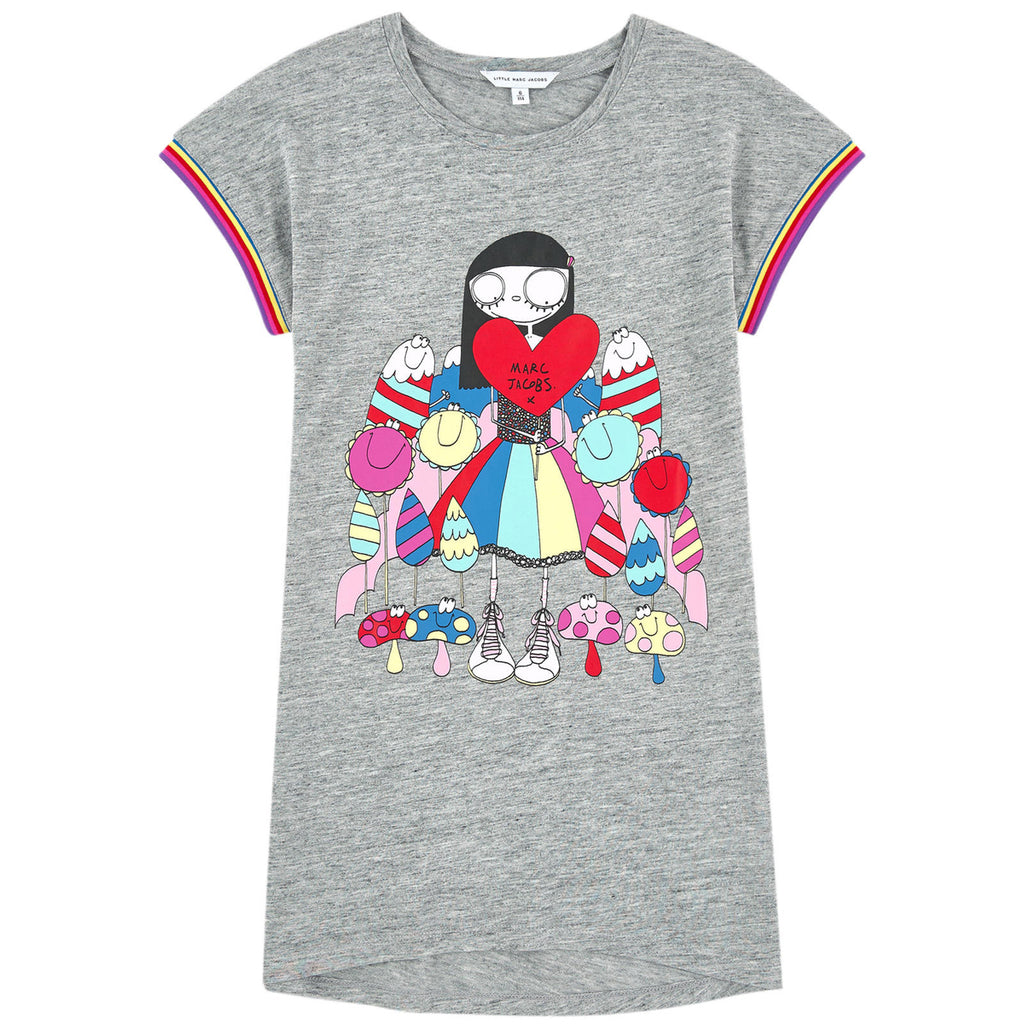 Marc Jacobs Girls Grey Comfy Dress with Colorful Print