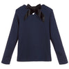 Marc Jacobs Girls Navy Blue Logo Top with Bowtie