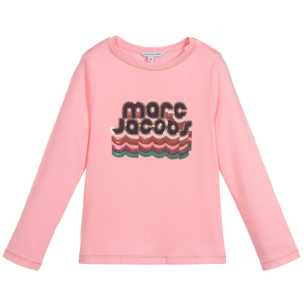 Marc Jacobs Girls Pink Logo Sequins Top