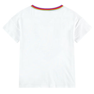 Little Marc Jacobs Girls White T-shirt with Colorful Logo Sequins