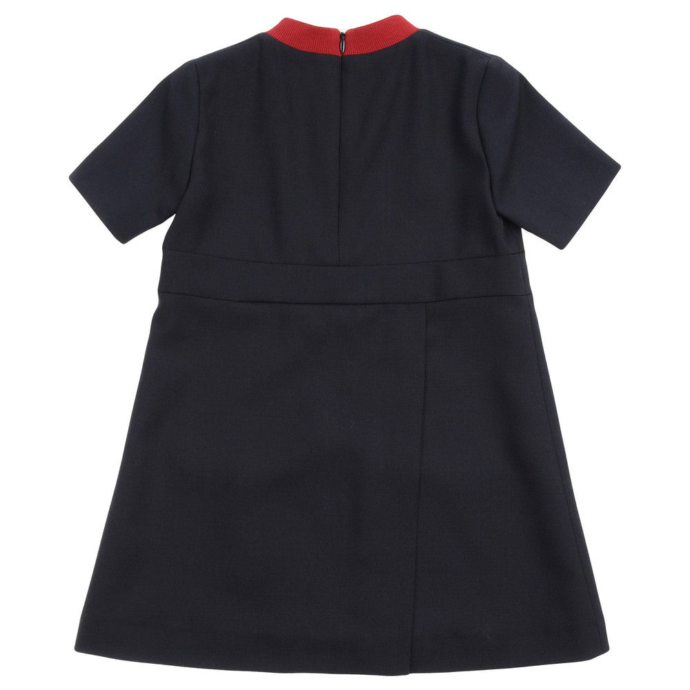 Marni Girls Navy Short-Sleeved Wool Dress