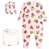 Moschino Baby Girls Hearts Print Onesie, Hat ad Bib Gift Set | New Collection Baby Rompers & Onesies Moschino [Petit_New_York]