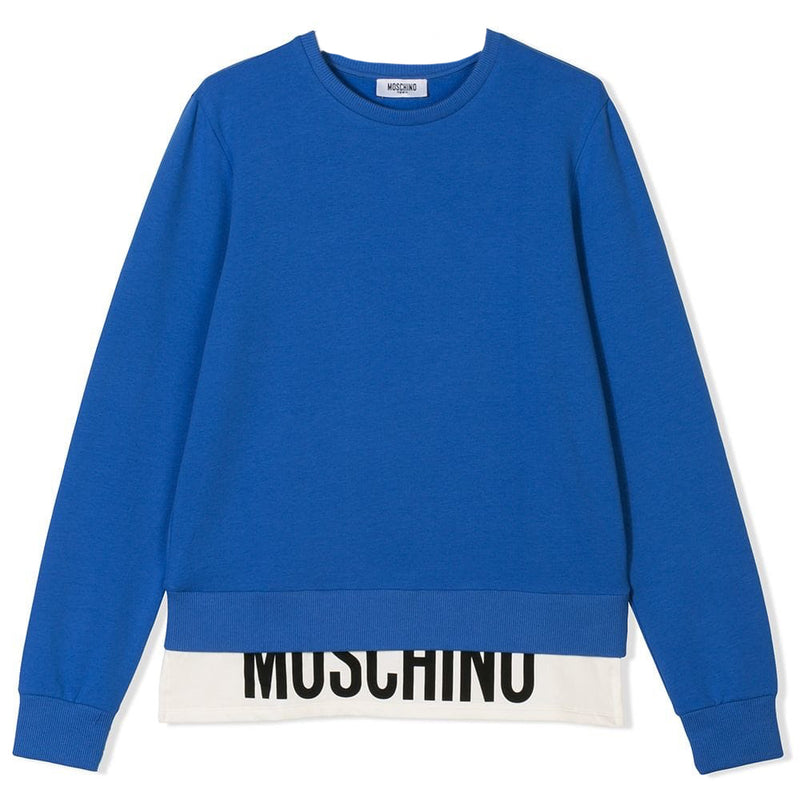 Moschino Boys Blue Layered Logo Sweater