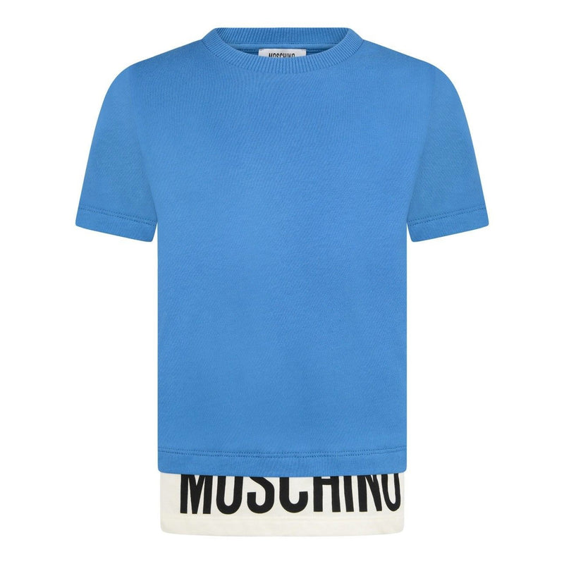 Moschino Boys Blue Layered Logo Top
