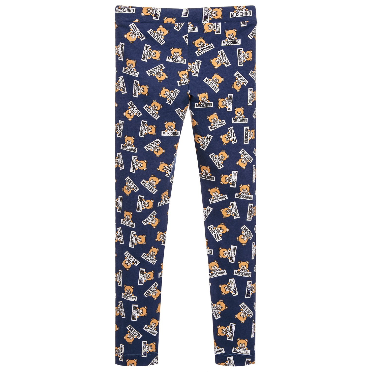 Moschino Girls Navy Blue Teddybear-Logo Printed Leggings – Petit New York