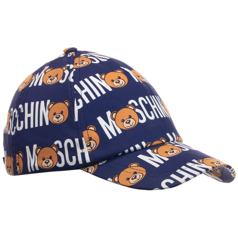 Moschino Kids Unisex Blue Logo Teddybear Cap – Petit New York display picture 3