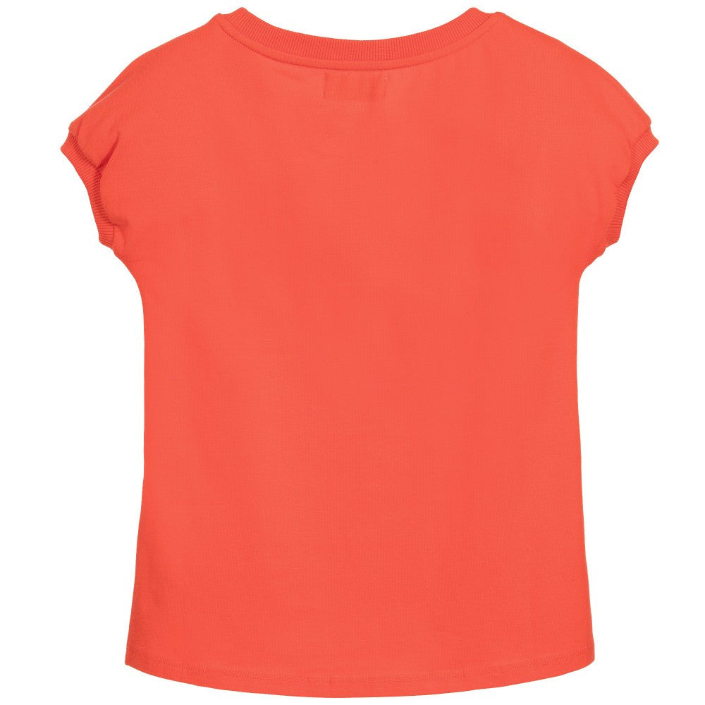 Moschino Girls Coral & Gold Logo Top