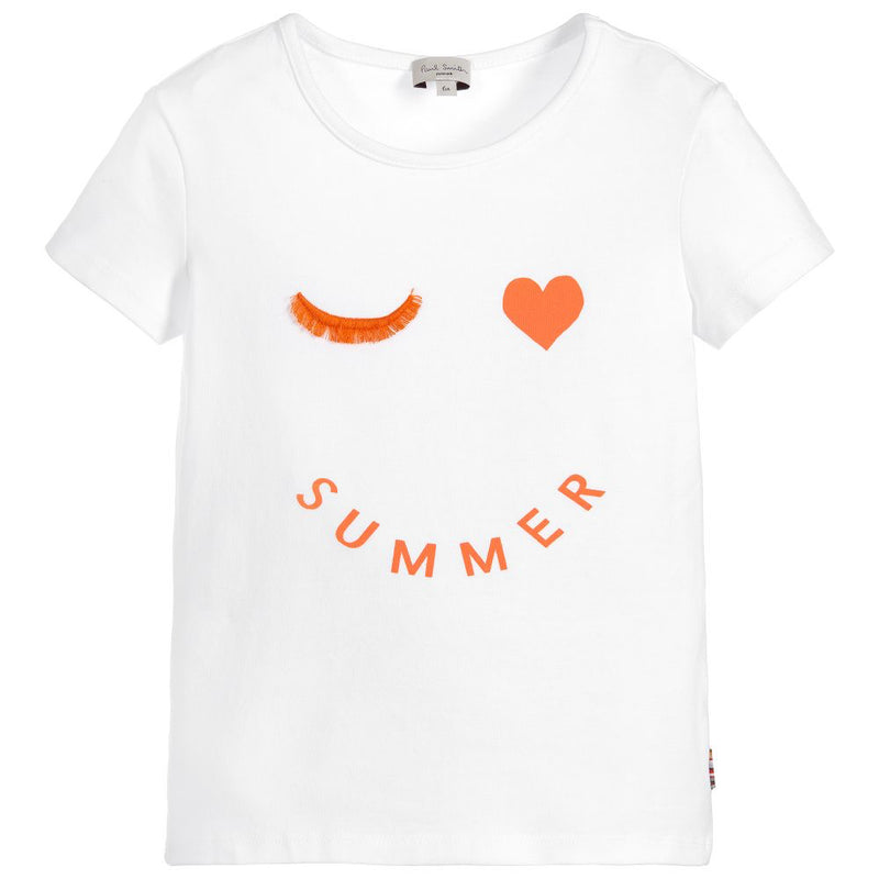 Paul Smith Girls 'Summer Wink' White Printed T-shirt (Mini-Me) Petit New