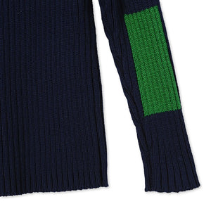Stella McCartney Boys Navy Blue and Green Fitted Sweater Boys Sweaters & Sweatshirts Stella McCartney Kids [Petit_New_York]