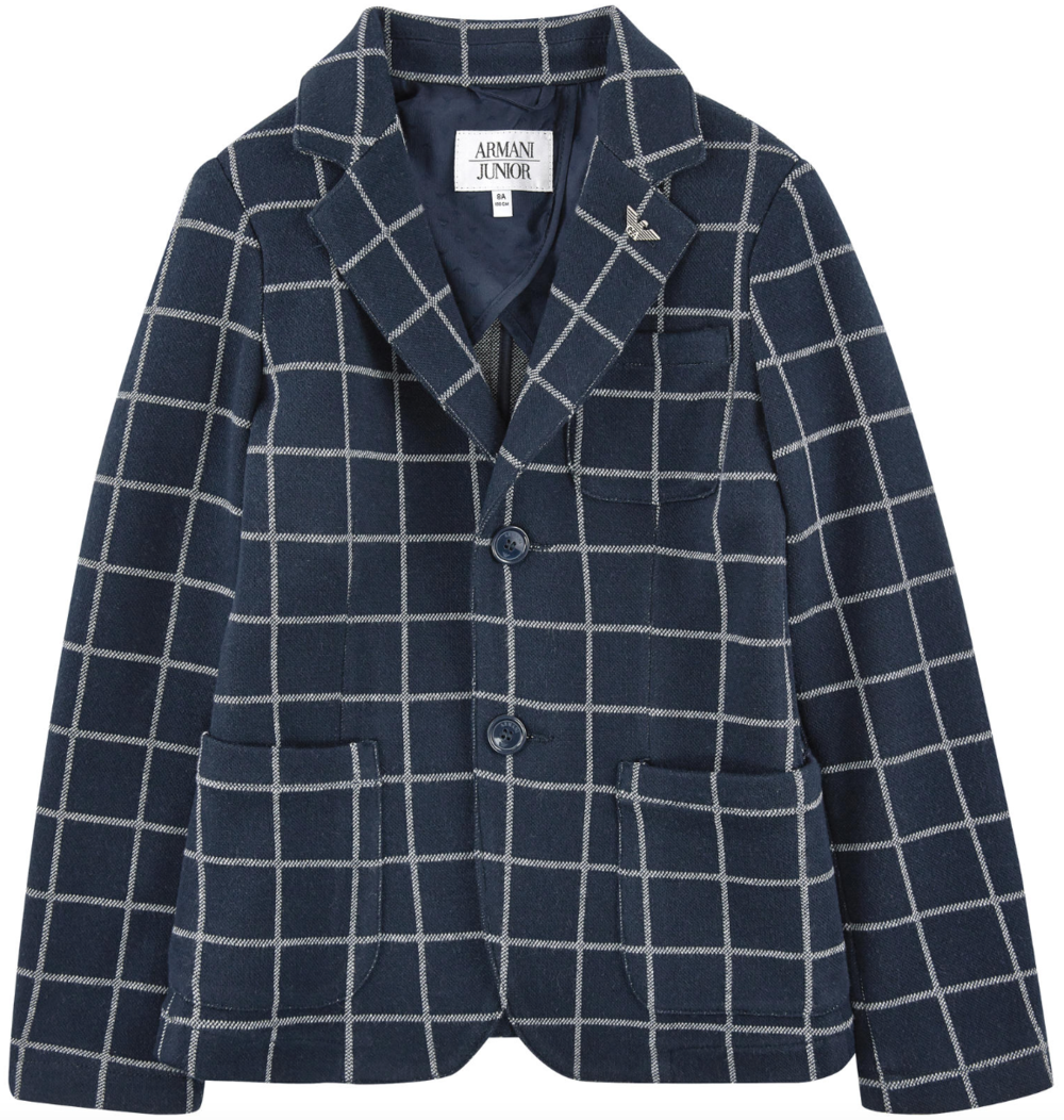 Armani Boys Checked Navy Blazer Petit New York