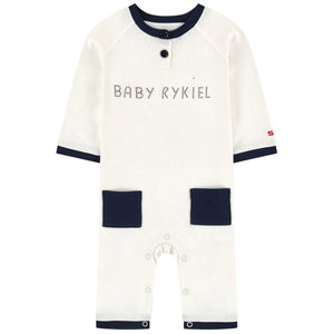 Baby White & Navy Logo Bodysuit (Unisex)