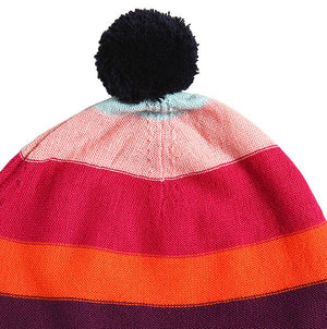 Girls Colorful Striped Beanie Hat