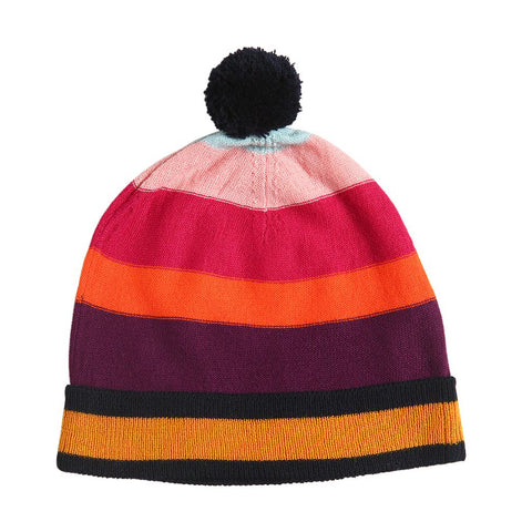 Colorful Striped Hat Circus Stripe Knit Beanie Winter Cuff Hat Stretchy Unisex  main image 3