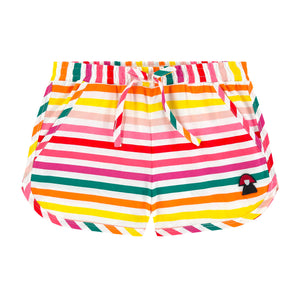 Girls Colorful Striped Logo Shorts