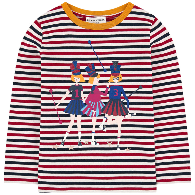 Girls Colorful Striped T-shirt with Print