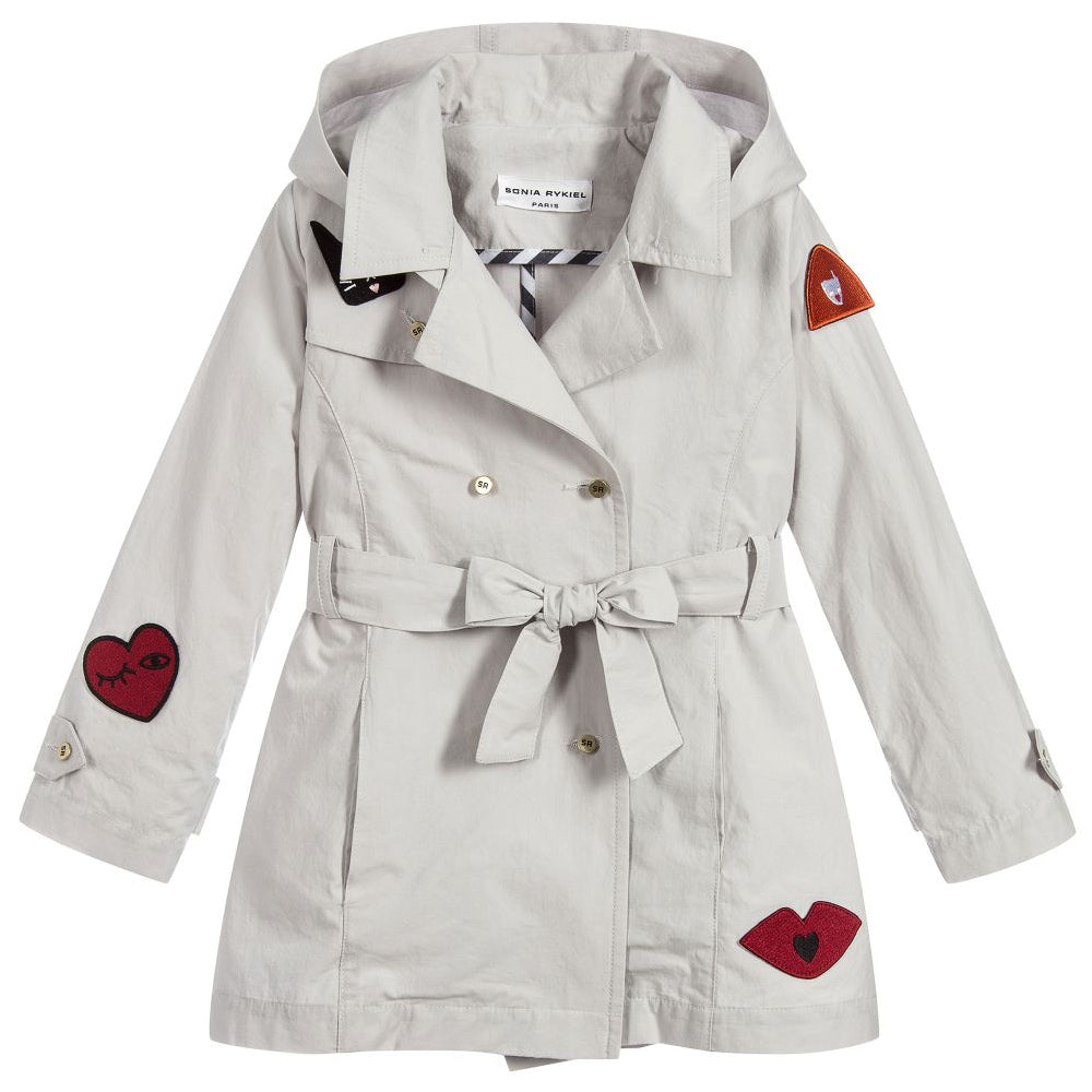 Girls Grey Coat with Red Patches