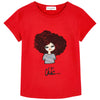 Girls Red 'Chic' Printed T-shirt