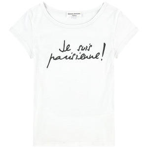 Girls White 'Je Suis Parisienne' T-shirt