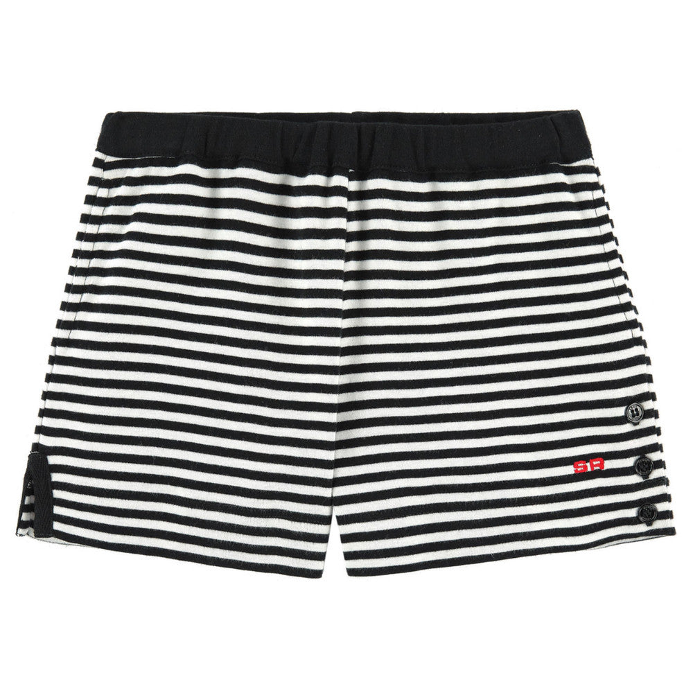 Girls Black & White Striped Shorts