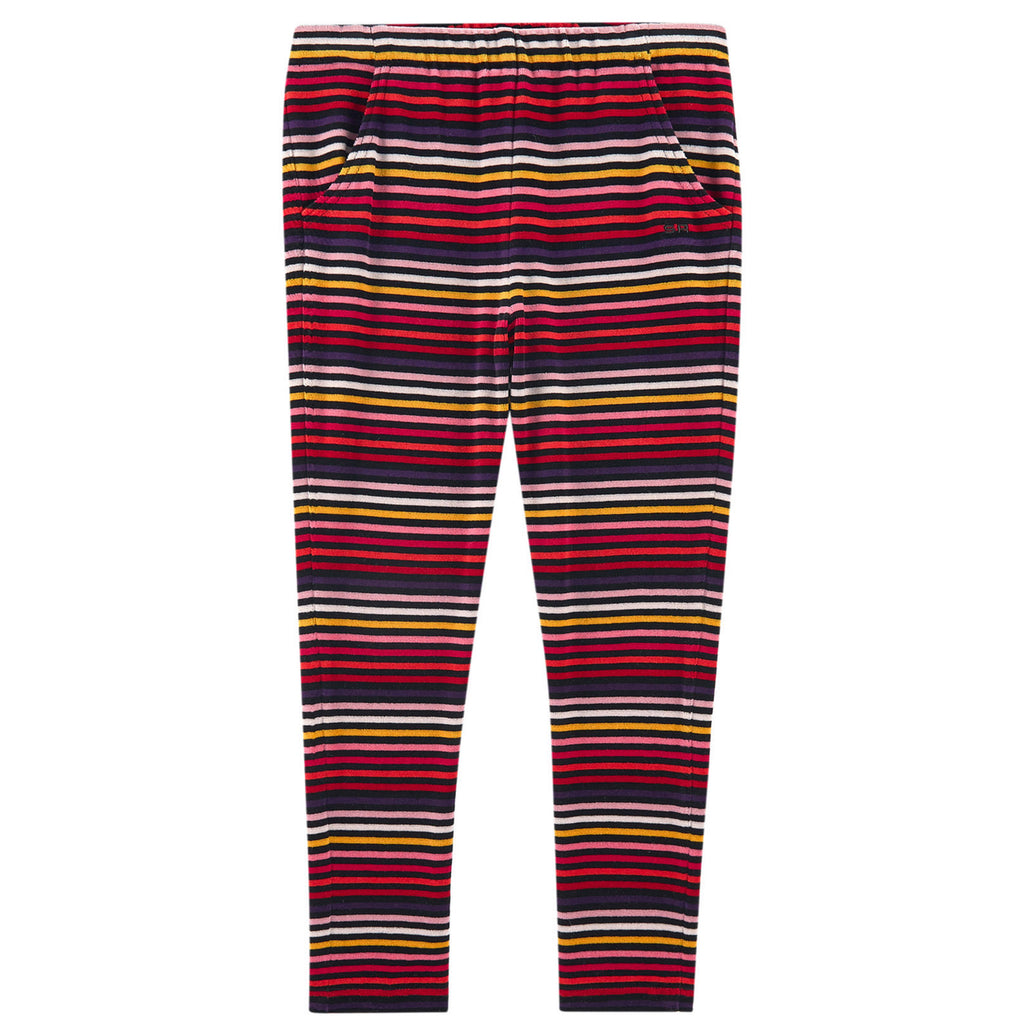 Girls Colorful Striped Velvet Pants