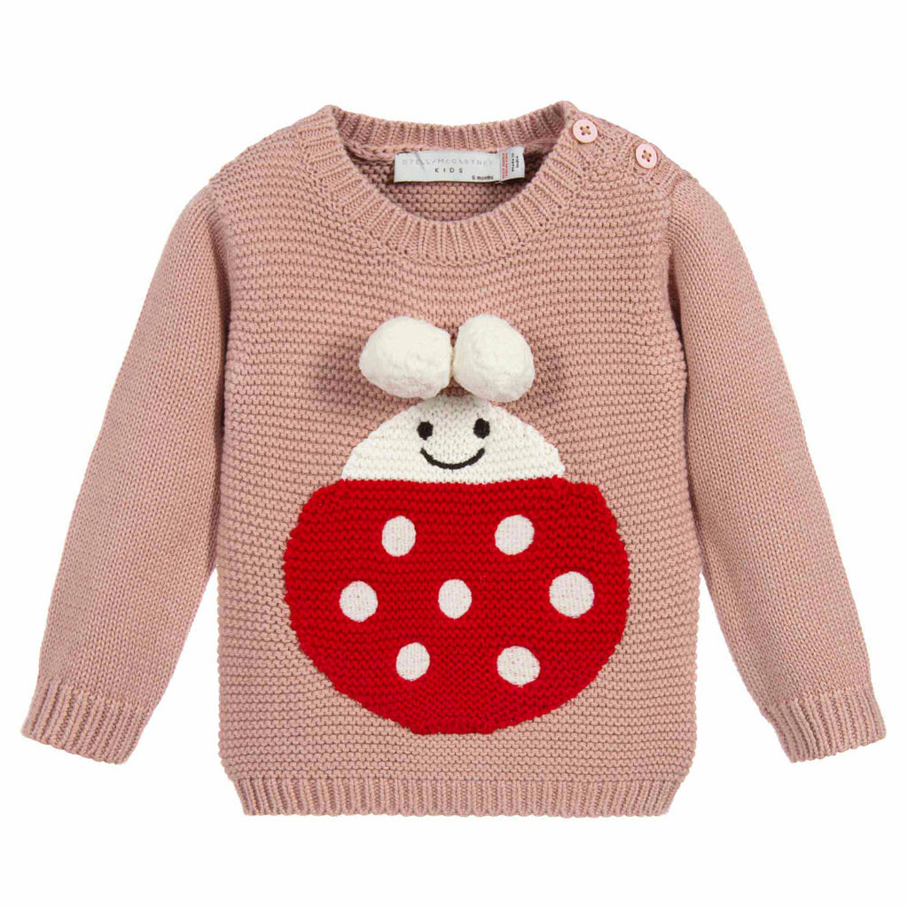 Baby Girls Soft Pink Ladybug Sweater