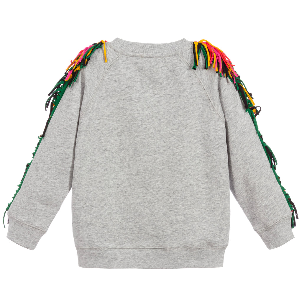 Girls Colorful Fringed Cotton Sweatshirt