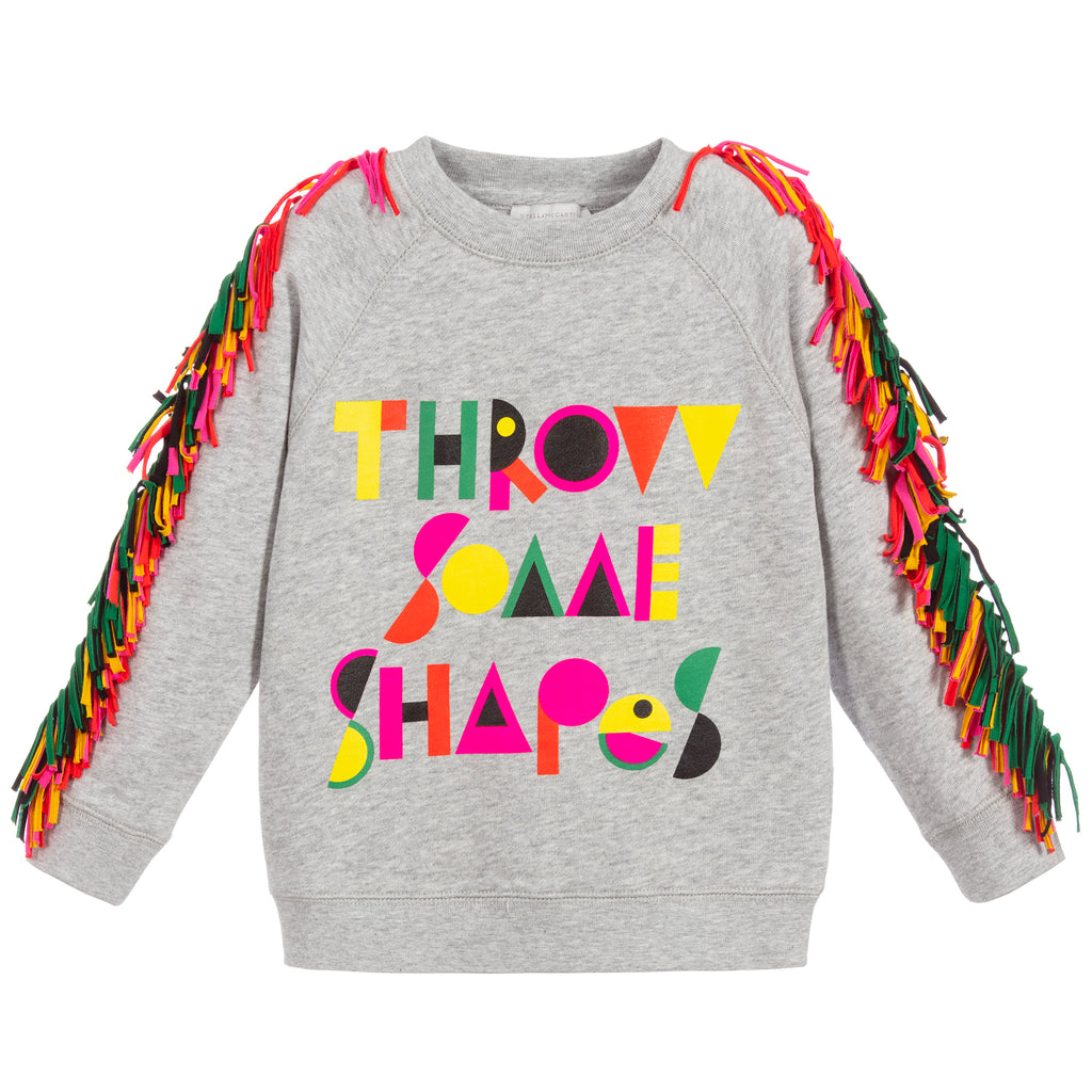 Girls Colorful Fringed Cotton Sweatshirt